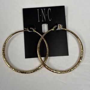 INC Gold-Tone Large Diamond-Cut Hoop Earrings, 2.3"